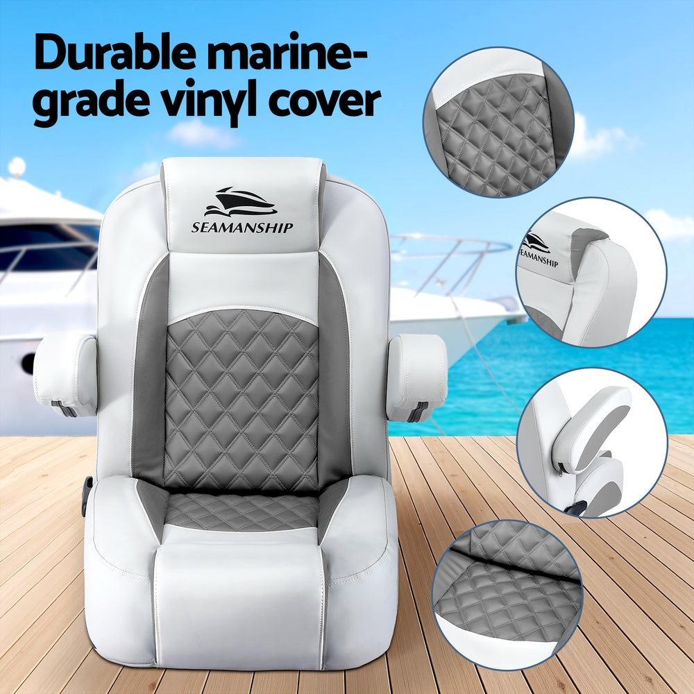 Seamanship Reclining Captain Boat Seat 90°-155° Recline, 19cm Thick Cushion