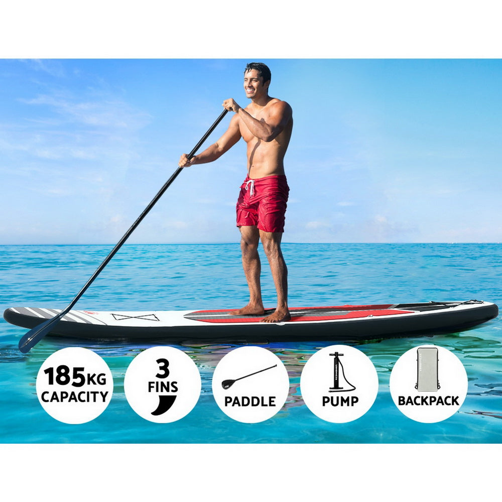 Weisshorn Inflatable Stand-Up Paddle Board (SUP) – 335cm × 81cm × 15cm, Drop-Stitch Core, Adjustable Paddle, Kayak Seat & Backpack Included – Beginner to Advanced, 160kg Capacity