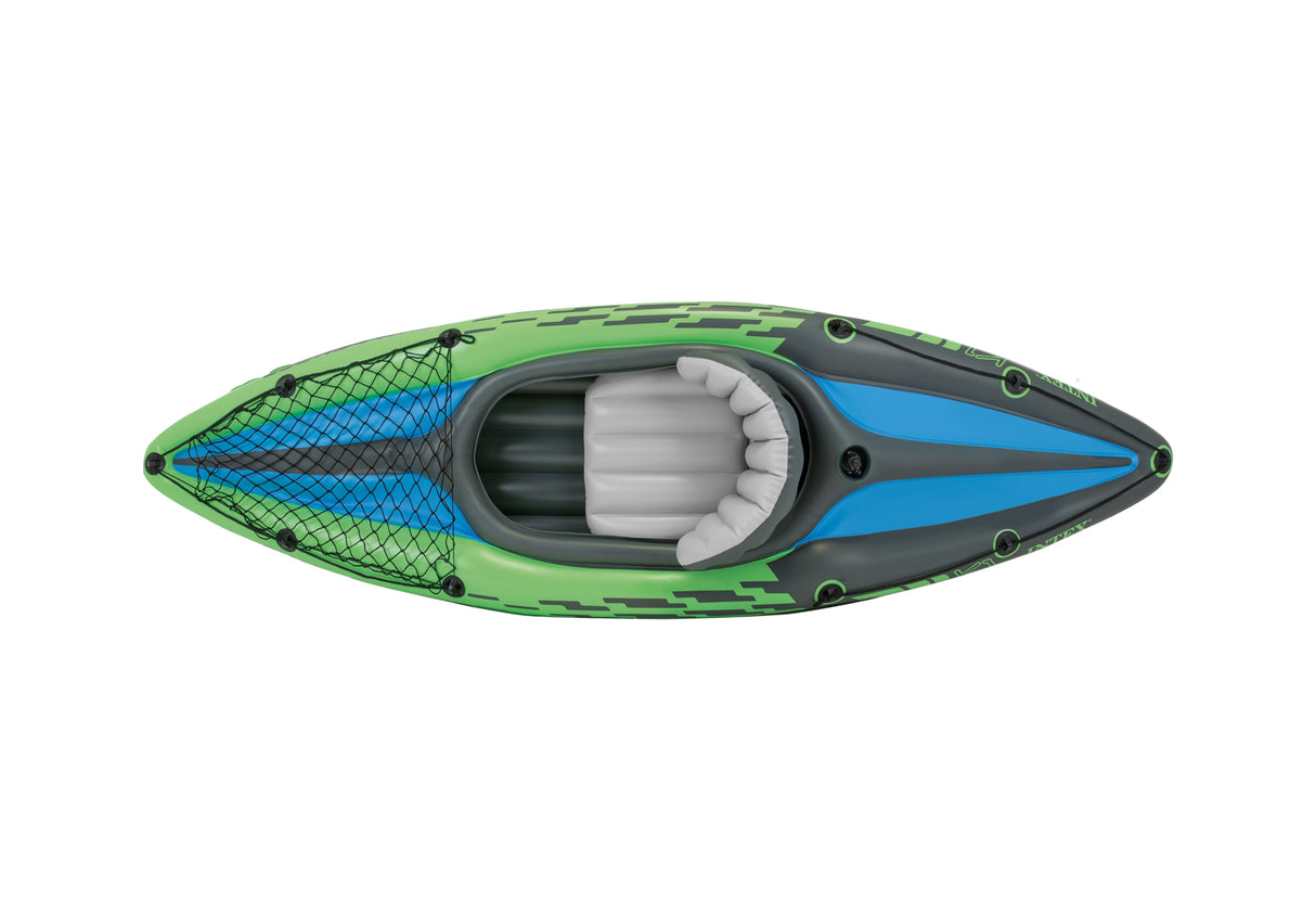 Intex Challenger K1 Inflatable Kayak: 1-Person, 2.0m Sporty Design with Adjustable Seat, Aluminium Paddle & High-Output Pump, Lakes & Mild Rivers