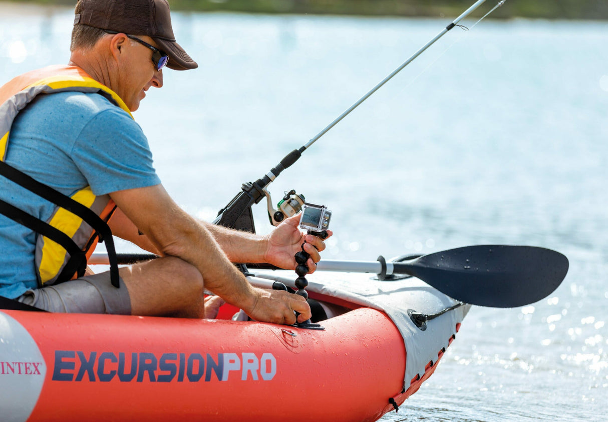 Intex Excursion Pro K1 Inflatable Kayak: 305cm × 91cm × 46cm, 1-Person High-Performance Kayak with Adjustable Seat, Aluminium Paddle & High-Output Pump, Lakes, Rivers & Fishing