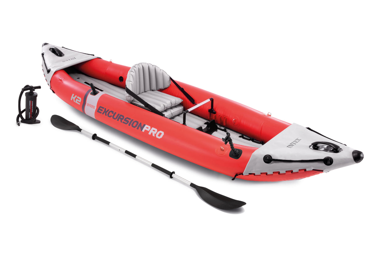 Intex Excursion Pro K2 Inflatable Kayak: 3.83m × 0.91m × 0.45m, 2-Person High-Performance Kayak with Adjustable Seats, Aluminium Oars & High-Output Pump, Lakes, Rivers & Coastal Waters