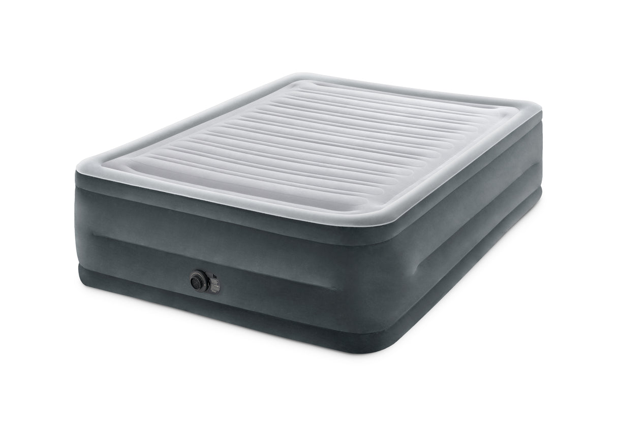 INTEX Queen Dura-Beam Comfort Plush Air Mattress w/ Built-In USB Electric Pump 64418