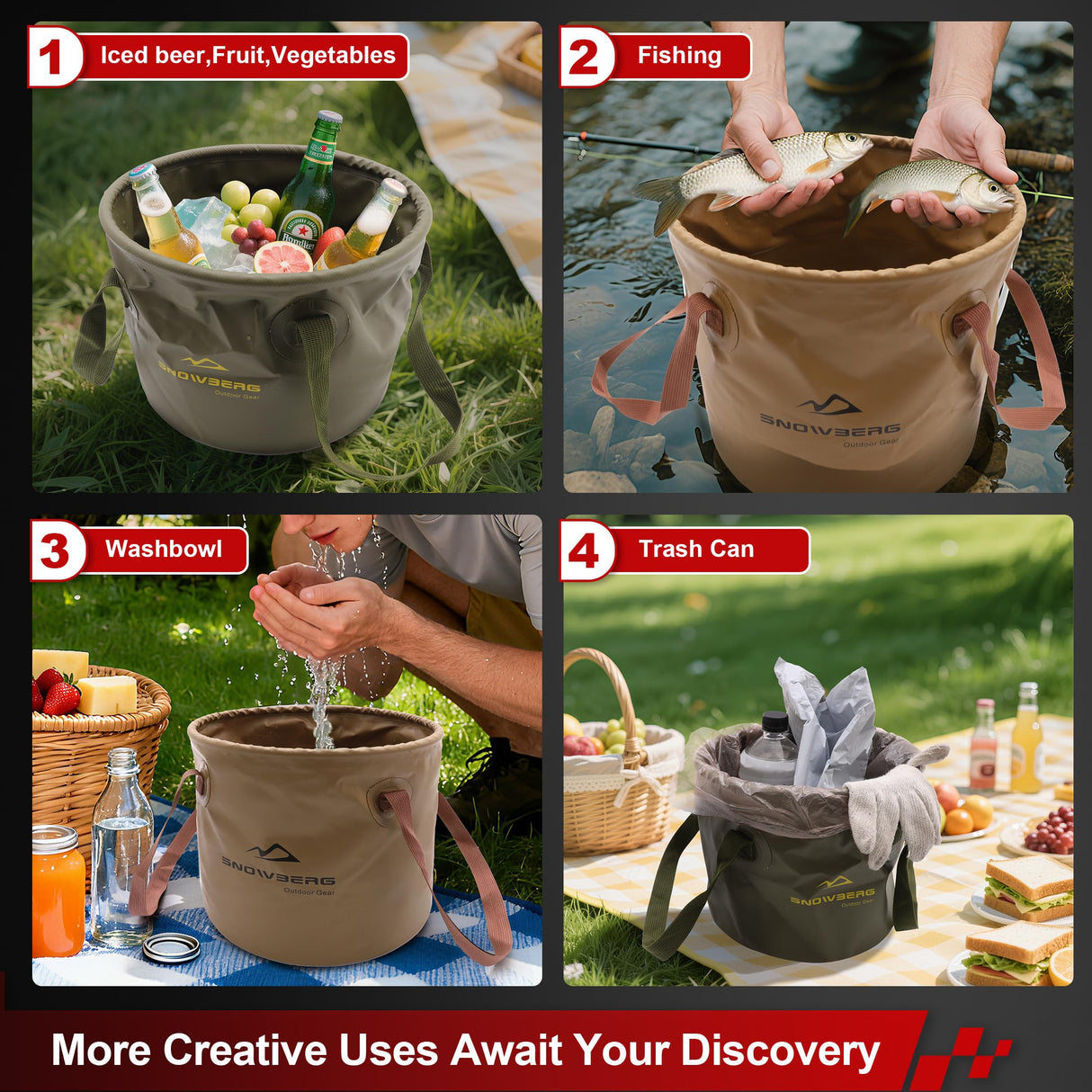 Multi-Use Collapsible Bucket – (Forest Green,Large)