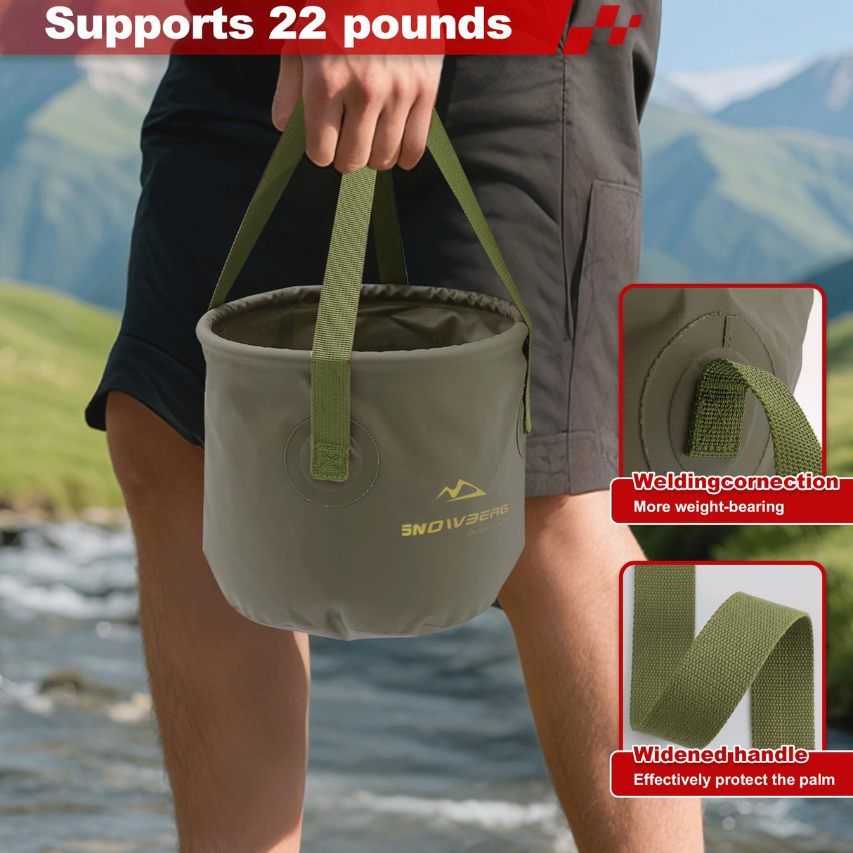 Multi-Use Collapsible Bucket – (Forest Green,Trumpet)