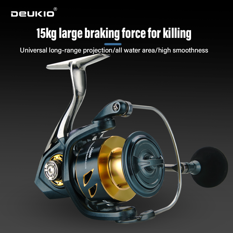 DEUKIO All-Purpose Spinning Reel, 15kg Max Drag + CNC Metal Handle, Zero-Gap Waterproof Design, Ultra-Stable for Landing Big Fish(SA3000)