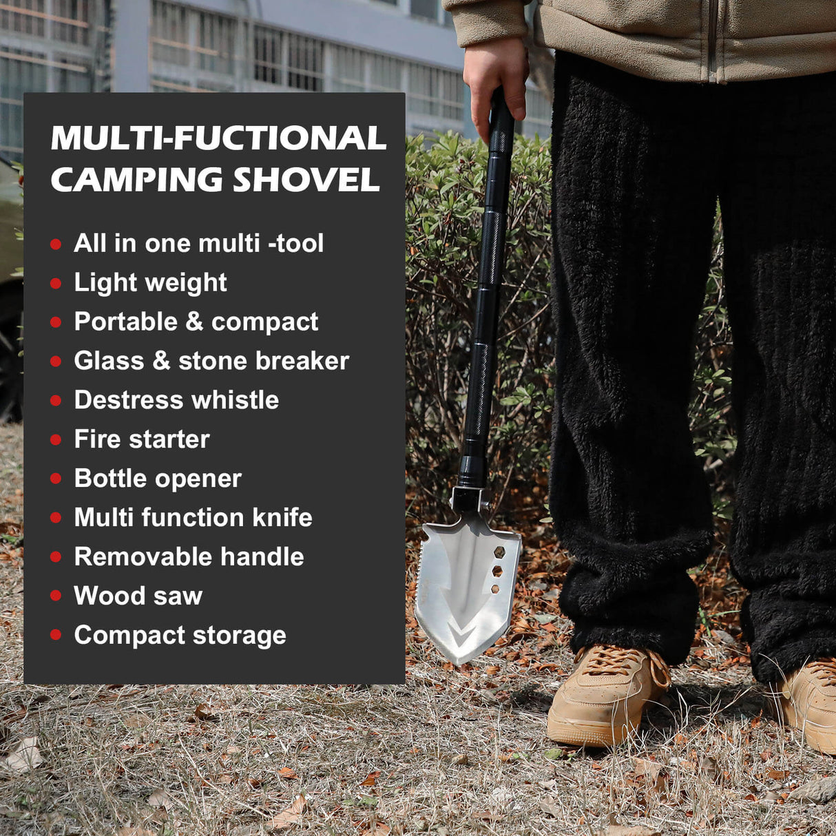 X-BULL Folding Shovel Outdoor Camping Survival Tools Multifunction Military