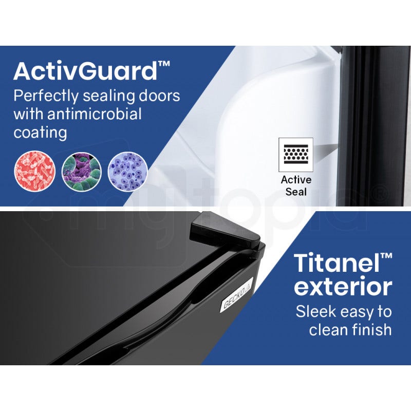 GECKO 57L Portable Camping Bar Fridge with Freezer 12V/24V, Black