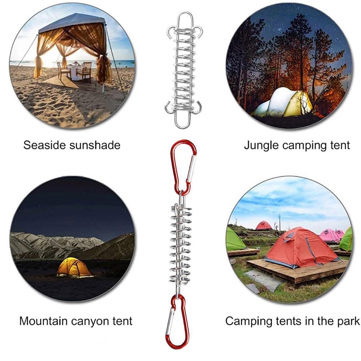 1-15PCS Outdoor Camping Tent Spring Wind Rope Buckle Fix Hook Buckles Silver Red - 10pcs