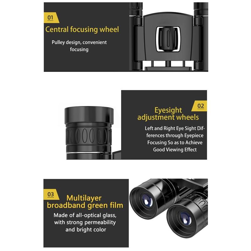 Foldable Hunting Binoculars for Outdoor Adventures - 200 X 25 With Phone Clip