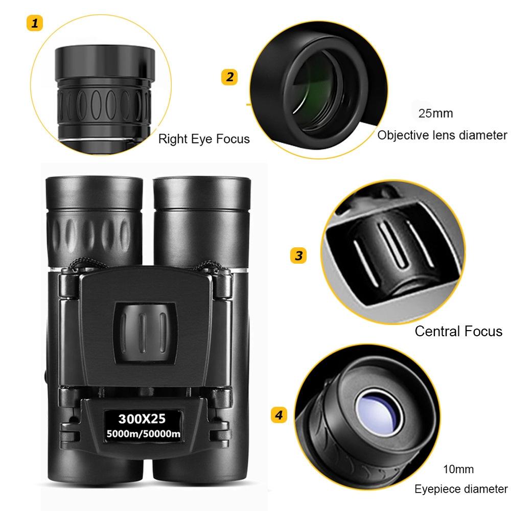 Foldable Hunting Binoculars for Outdoor Adventures - 500 X 25 Standard