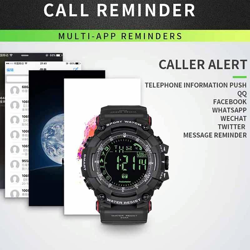 Men Multifunctional Waterproof Bluetooth Smart Electronic Watch Black