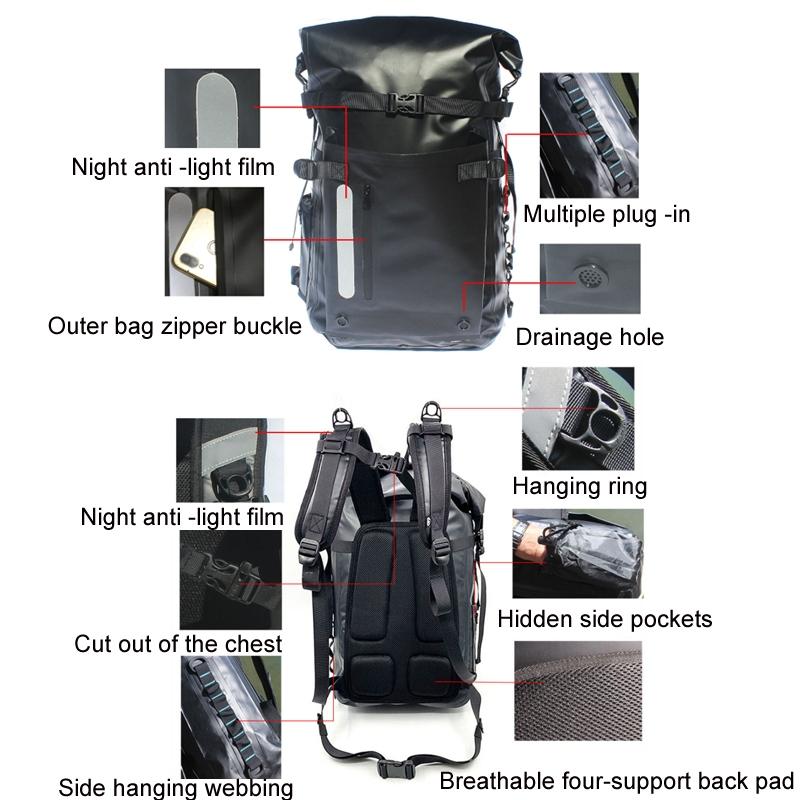 Waterproof Diving Fins Bag Scuba Swimming Backpack - Black