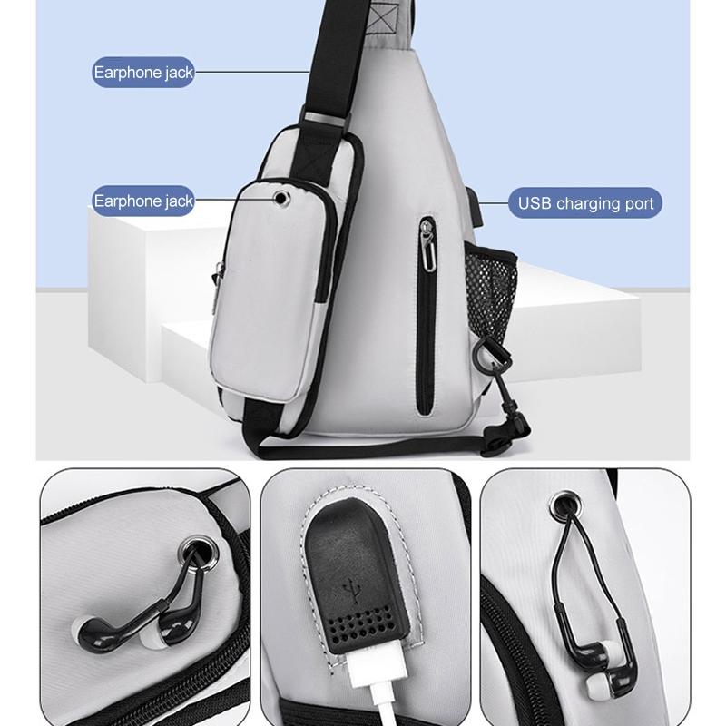 Men Oxford Cloth Chest Bag Casual Crossbody Shoulder Backpack - Black