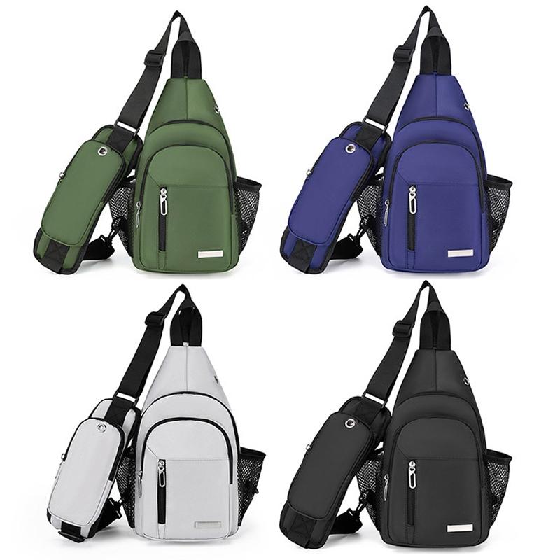 Men Oxford Cloth Chest Bag Casual Crossbody Shoulder Backpack - Black