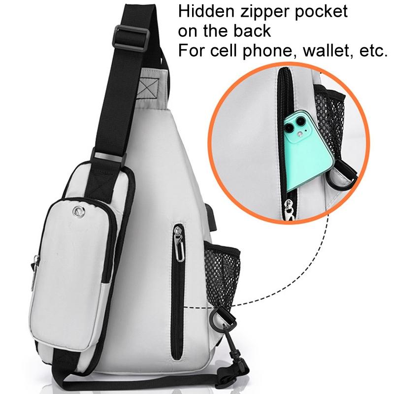 Men Oxford Cloth Chest Bag Casual Crossbody Shoulder Backpack - Black