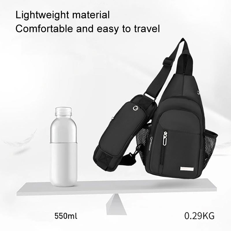 Men Oxford Cloth Chest Bag Casual Crossbody Shoulder Backpack - Black