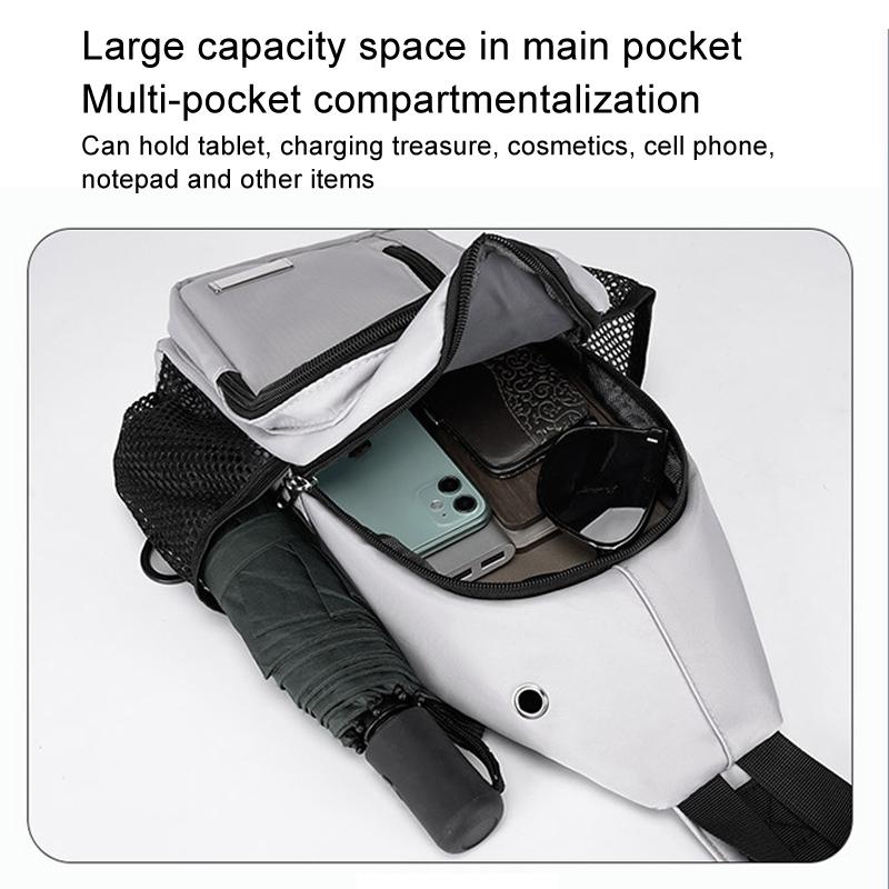 Men Oxford Cloth Chest Bag Casual Crossbody Shoulder Backpack - Black