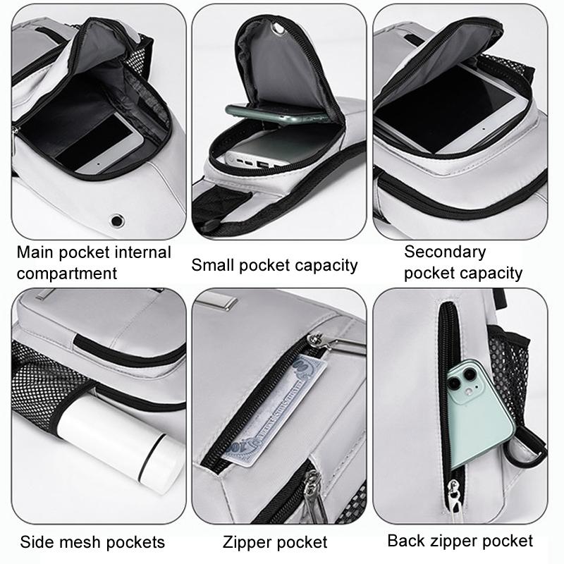 Men Oxford Cloth Chest Bag Casual Crossbody Shoulder Backpack - Black