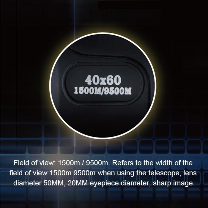 High Definition Monocular Telescope - 40X60 12X Pocket Focusing - Black