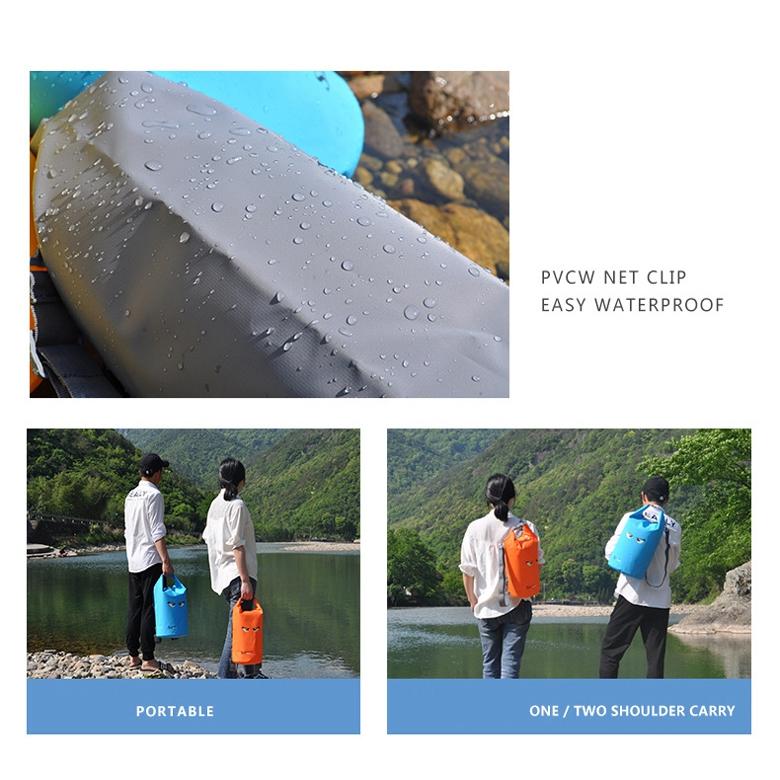 Waterproof Beach Bag For Outdoor Activities Pvc Mesh Cloth Storage Bucket For Swimming Rafting And Seaside Fun - Grey