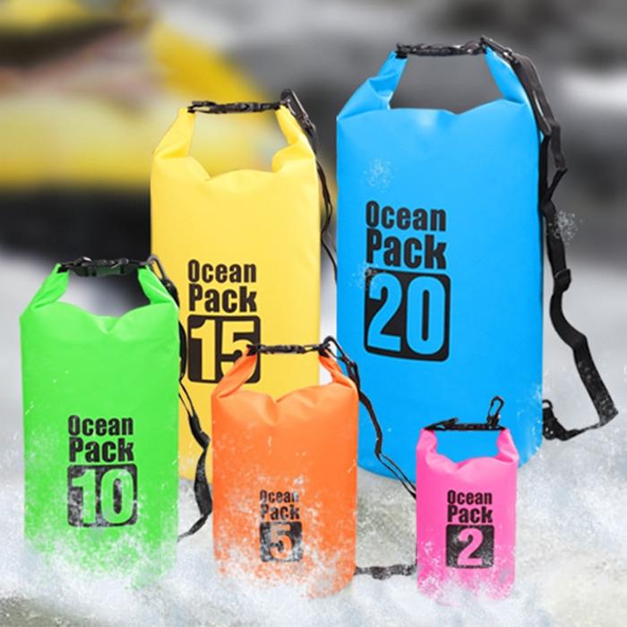 Waterproof Double Shoulder Bag Dry Sack 20L Capacity - Dark Blue