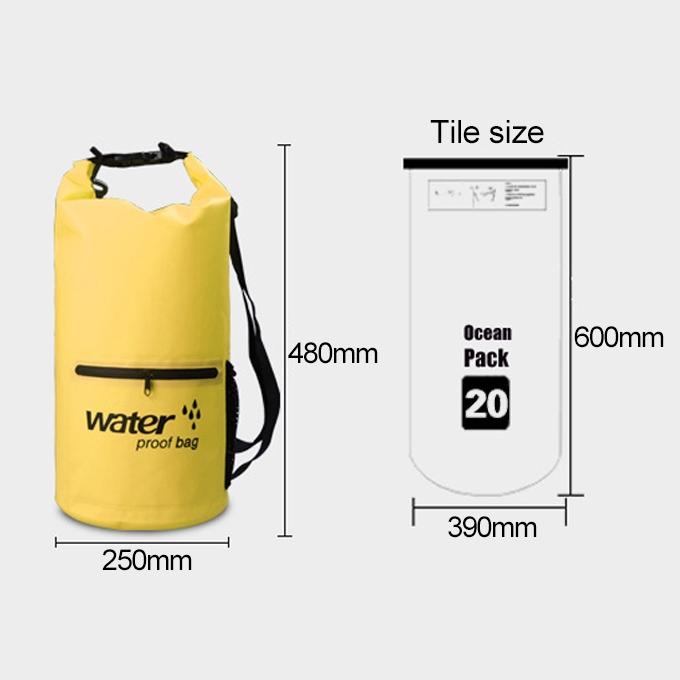 Waterproof Dual Shoulder Bag 20L Pvc Dry Sack For Outdoor Adventures - Green