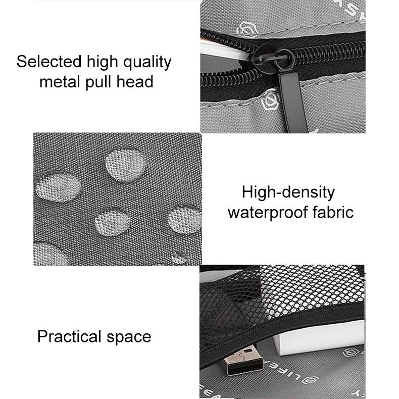 Portable Multi-Functional Headphone Charger And Data Cable Storage Bag - 25 X 18 X 5Cm - Grey