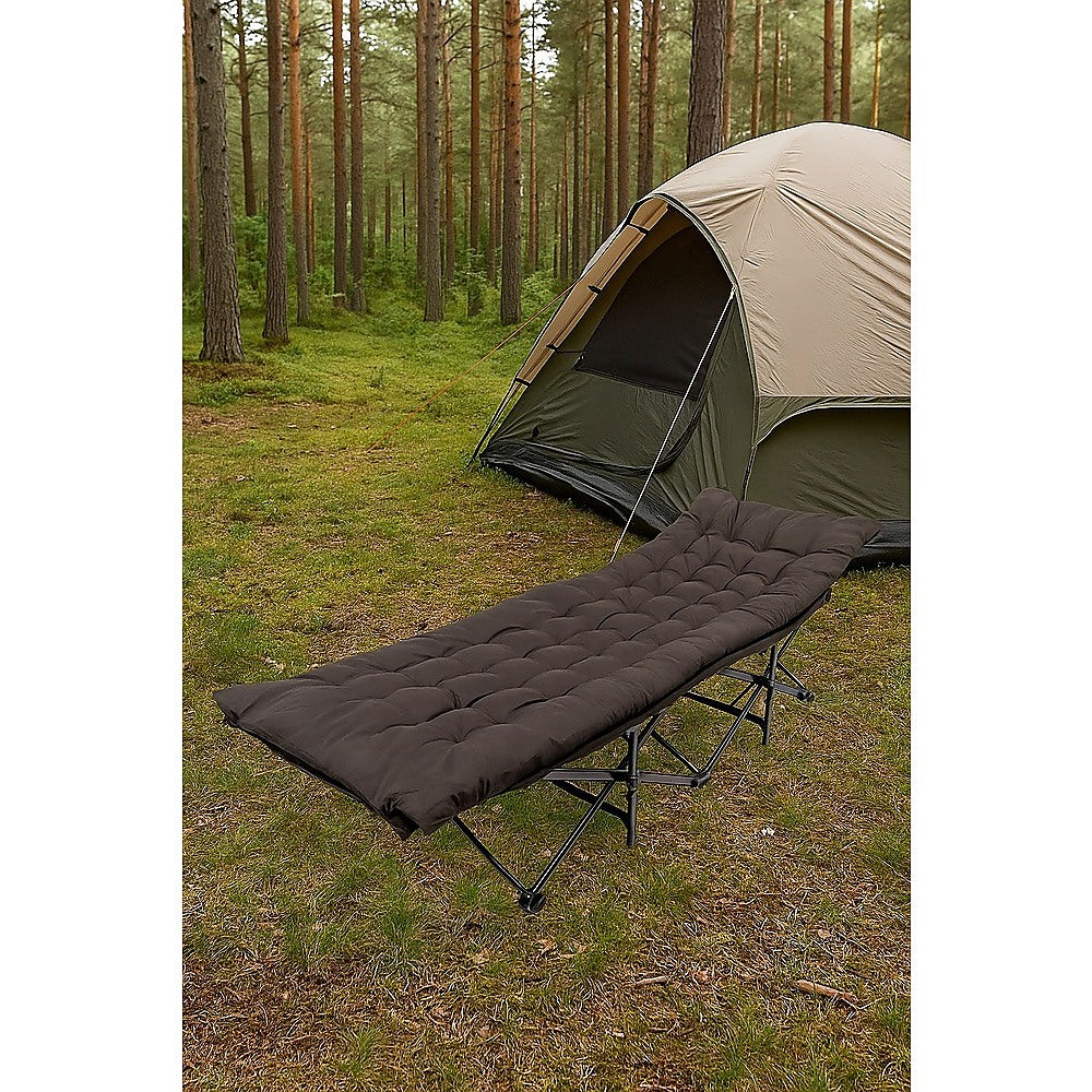 Camping Bed Elevated Cot with Mattress – Foldable Outdoor Sleeping Bed for Adults