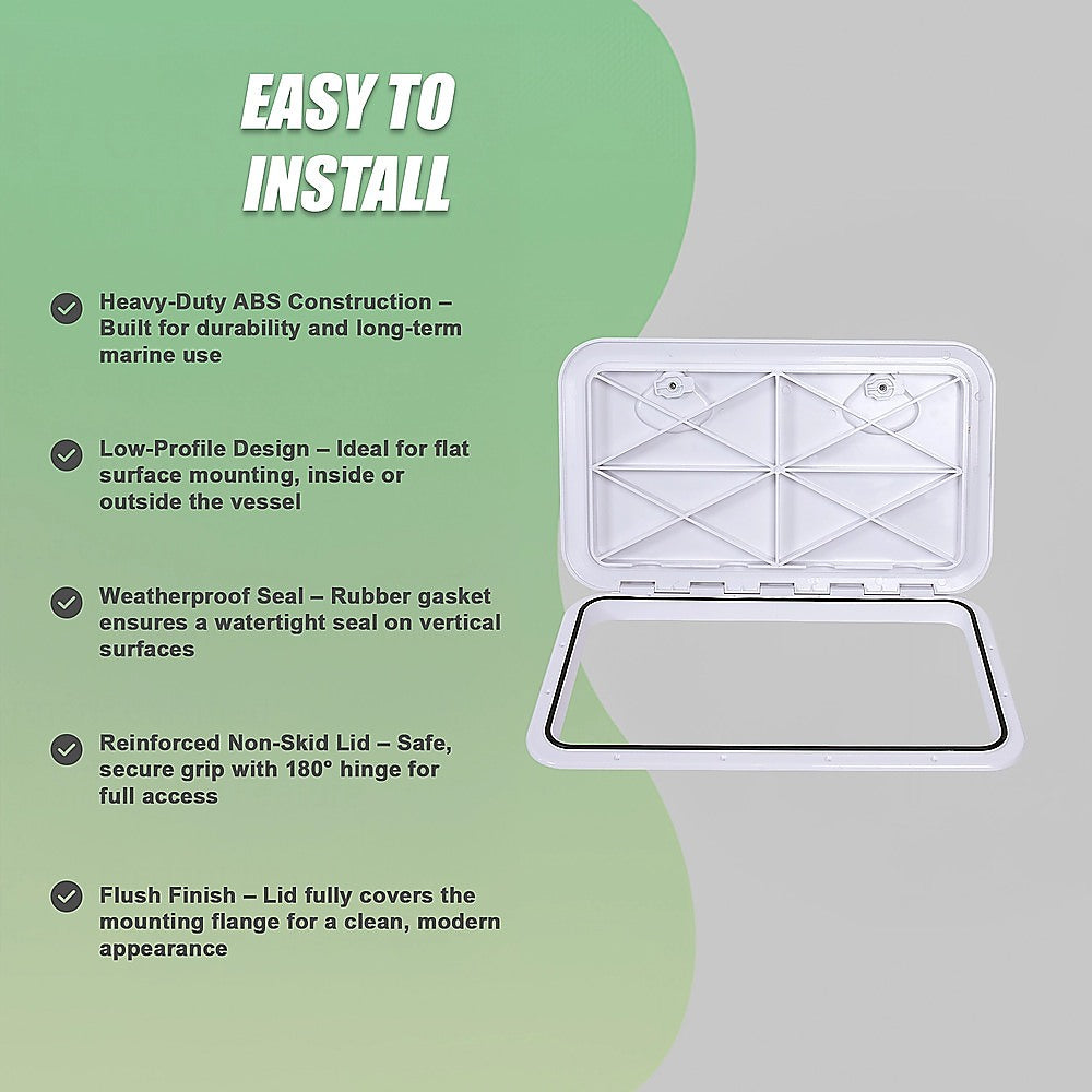606 x 353mm White Boat Access Hatch – Marine Deck Inspection Lid for Boat, Yacht & RV Use