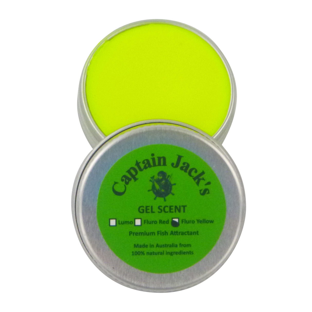 Captain Jack's Gel Scent - Fluoro Yellow, 15 gm Tin