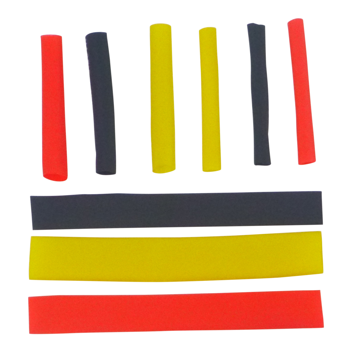 Swimerz Assist Hook Sleeves, 6mm Shrink Tube, Black, Yellow & Red, 50mm. Qty 45.