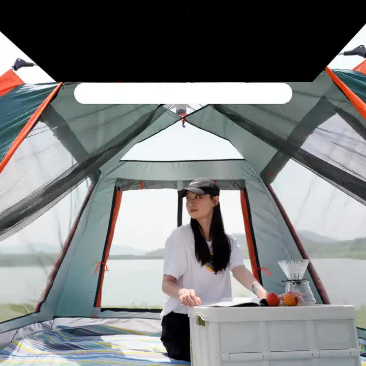 Silver glue Waterproof Camping tent with Awning - Small size (210x210x140cm), stylish and practical for outdoor use (Blue)