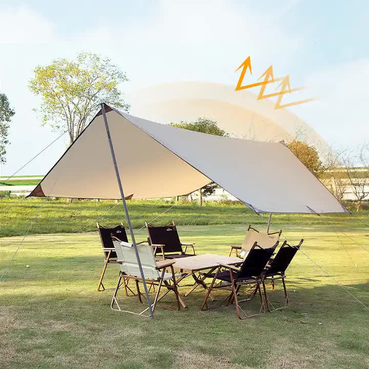500*292 cm Large Square Camping Tarp Shelter - Waterproof, UV Protection, Sunshade Canopy Shelter for Camping, Hiking, Picnic