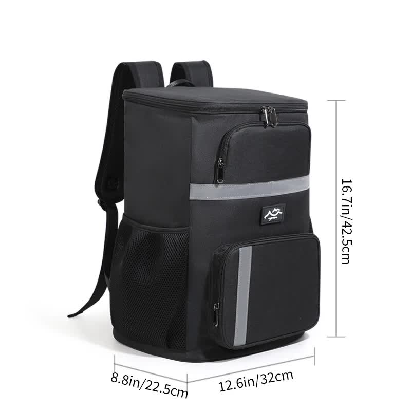 Insulated Cooler Backpack for Fishing and Camping - Portable Outdoor Picnic and Beverage Bag with Bottle Opener (Black)
