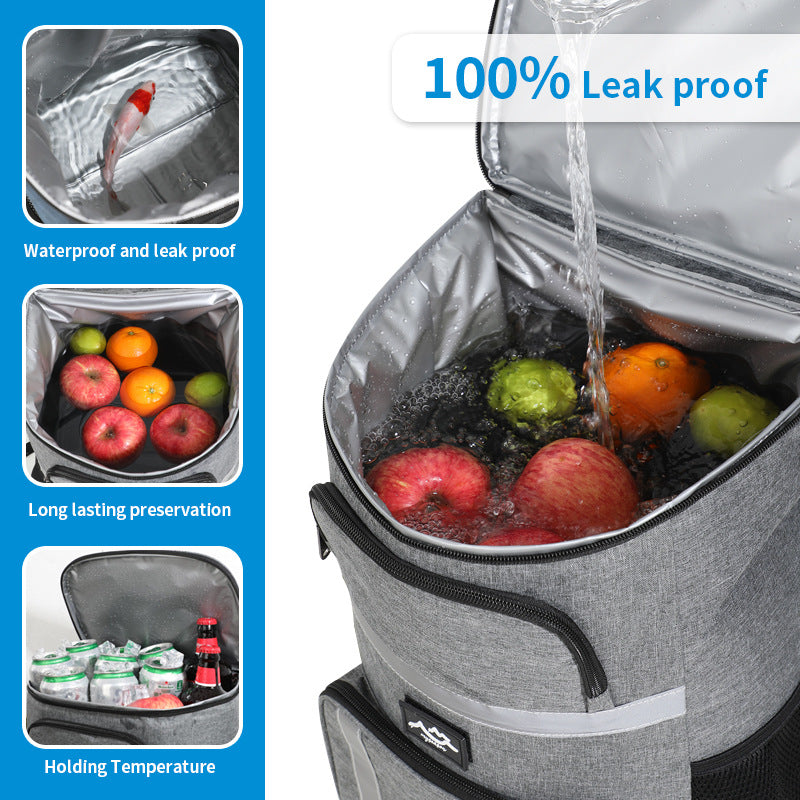 Insulated Cooler Backpack for Fishing and Camping - Portable Outdoor Picnic and Beverage Bag with Bottle Opener (Black)