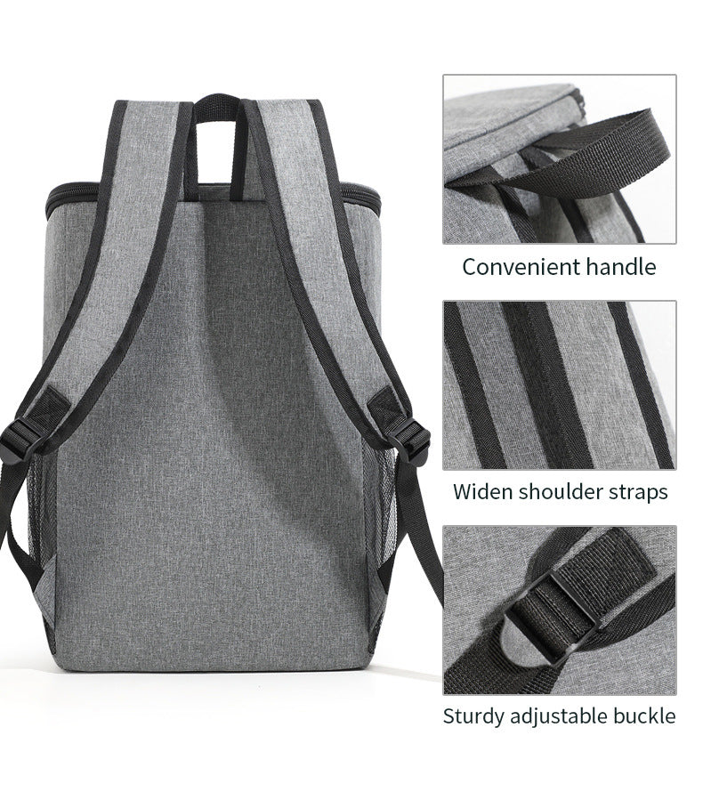 Insulated Cooler Backpack for Fishing and Camping - Stylish Portable Fresh-keeping Picnic Outdoor Backpack and Travel Bag 18L (Gray)