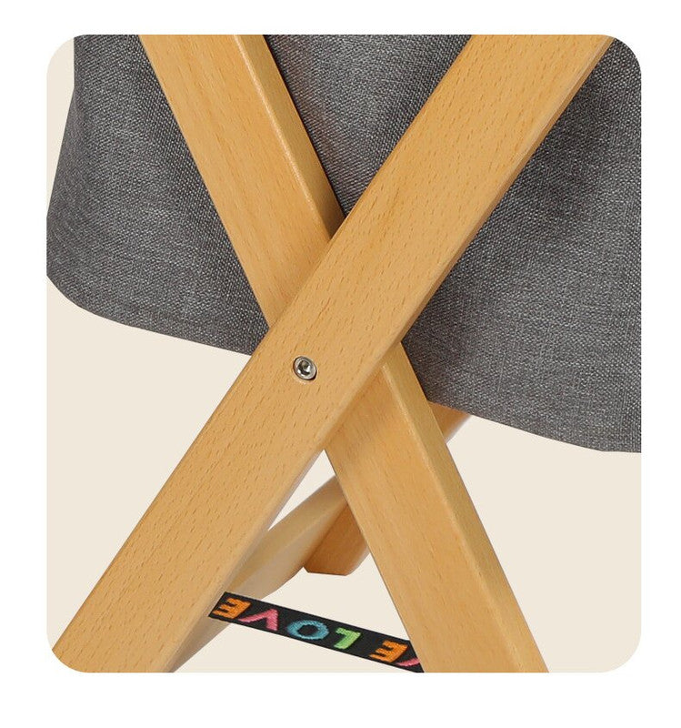 Foldable Wooden Laundry Bag and Frame with Detachable Fabric Storage Bag – Walnut Color 45x37x53cm