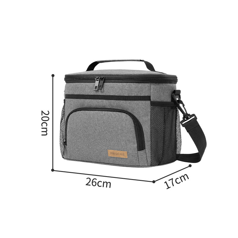 Grey Insulated Lunch Bag Cooler Tote - 9L Leakproof Thermal Lunch Box with Shoulder Strap & Pockets for Work, Picnic, Travel