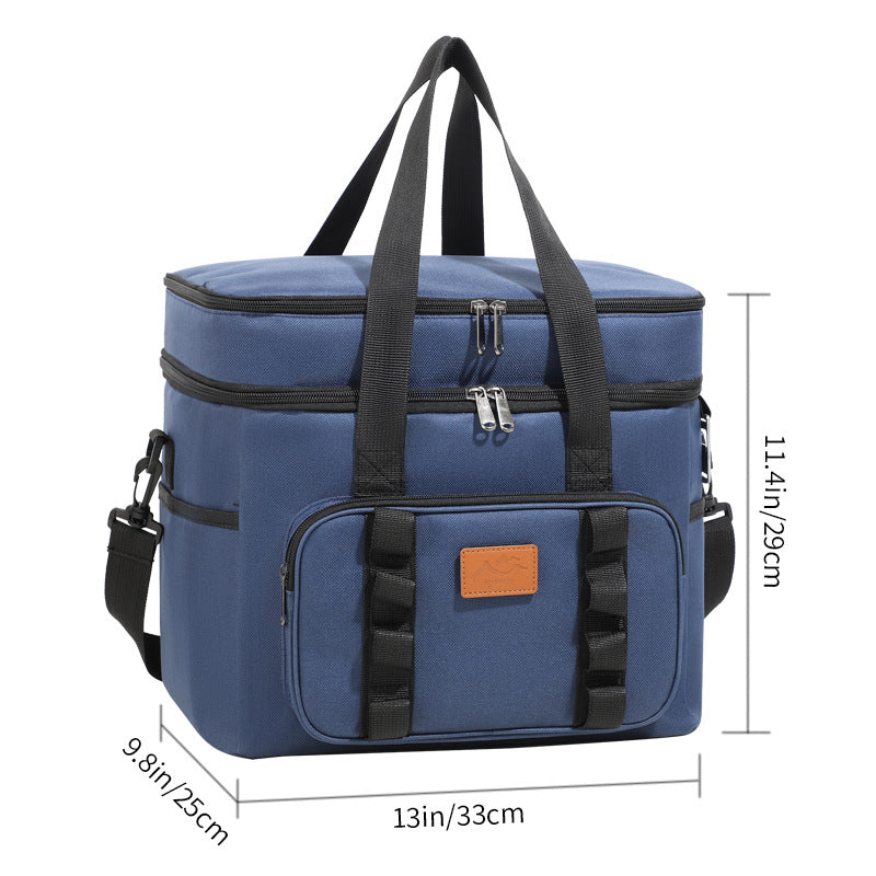 Navy Blue 23L Extra Large Insulated Cooler Bag with Double Layers - Perfect for Fishing, Camping, Picnics, and Outdoor Adventures