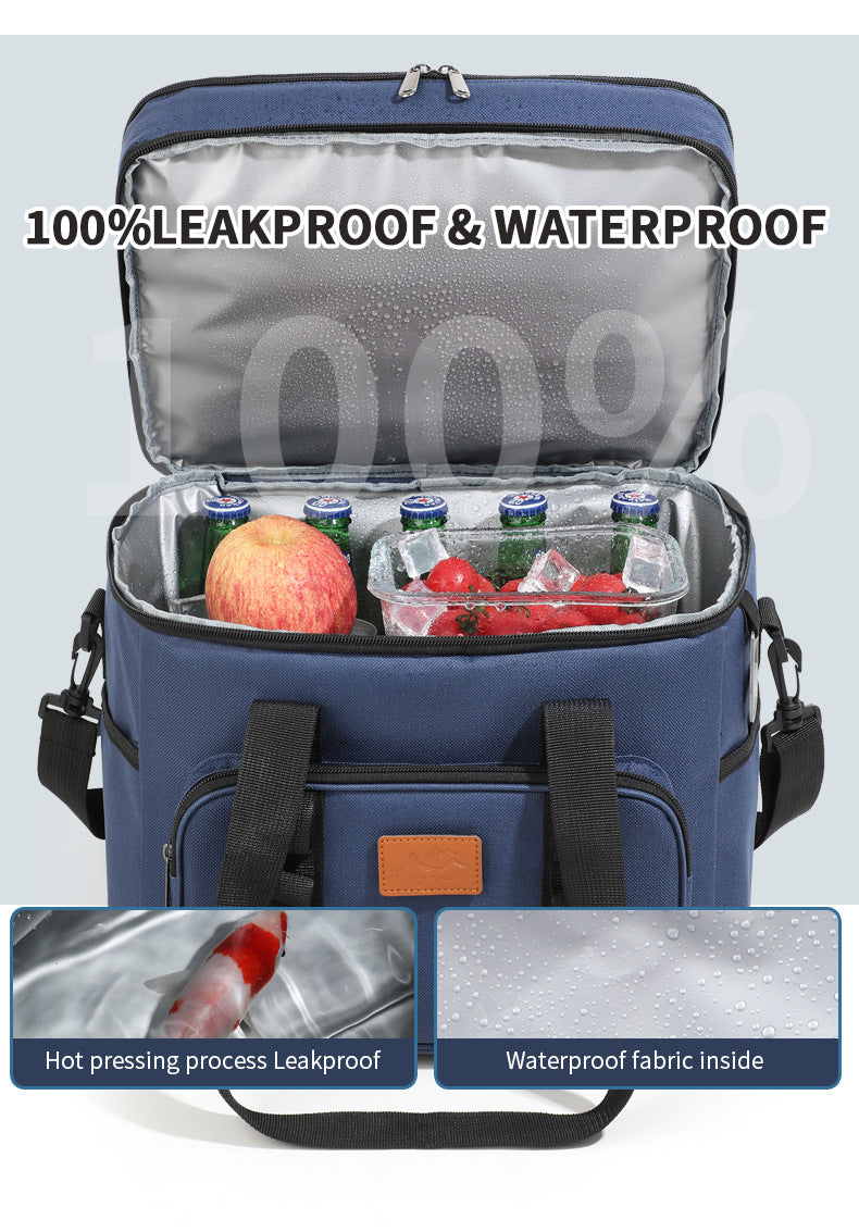 Khaki 23L Extra Large Insulated Cooler Bag with Double Layers - Perfect for Fishing, Camping, Picnics, and Outdoor Adventures