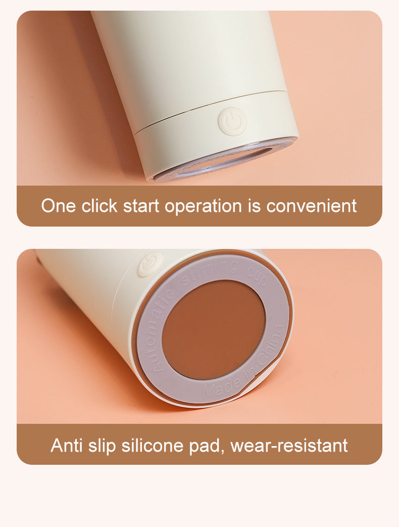 Light Blue 316 Stainless Steel Rechargeable Electric Self-Stirring Mug - 420ml Automatic Mixing Cup with Magnetic Rotor