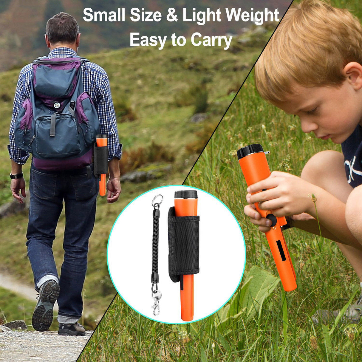 Army Green High-Sensitivity Metal Detector Pinpointer - GP Pointer with Vibration and Audio Alert for Treasure Hunting