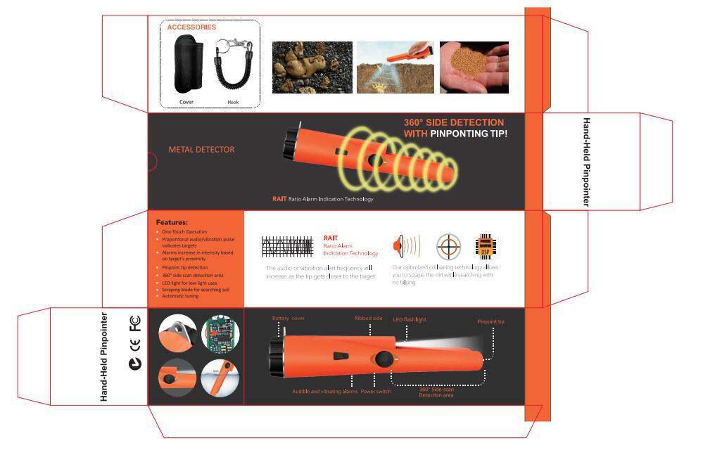 Green High-Sensitivity Metal Detector Pinpointer - GP Pointer with Vibration and Audio Alert for Treasure Hunting