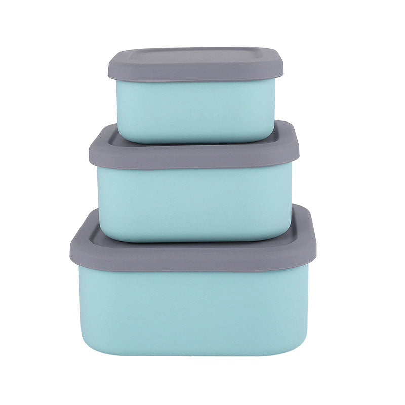 Blue 3-Piece Stackable Silicone Food Storage Container Set - Microwave Safe Lunch Boxes (300/700/1300ml)