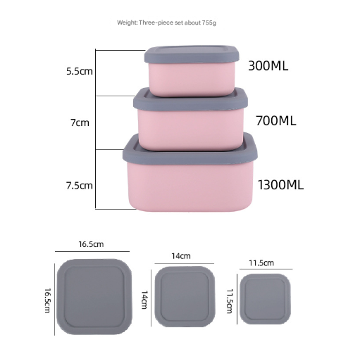 Pink 3-Piece Stackable Silicone Food Storage Container Set - Microwave Safe Lunch Boxes (300/700/1300ml)