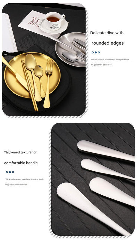 6-Piece Portable Stainless Steel Cutlery Set with Plate and Bag - Silver, Great for Camping and Travel (Teaspoon)