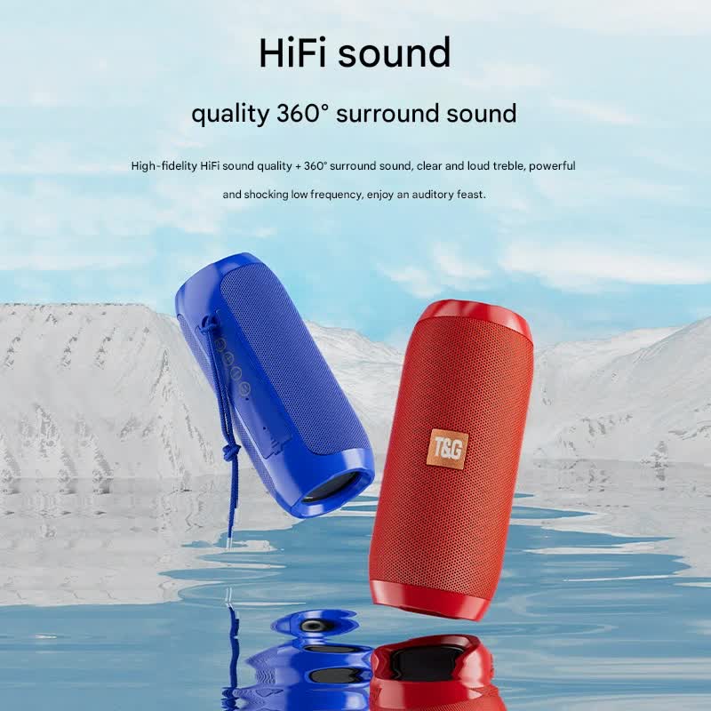 Red Portable Bluetooth Speaker - HiFi 360 Degree Audio Wireless Mini Speaker, Support Hands-free Calling