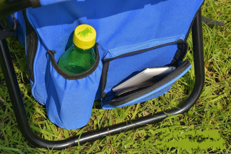 Blue Insulated Cooler Backpack Chair - Foldable Stool for Camping, Fishing, Picnics & BBQ