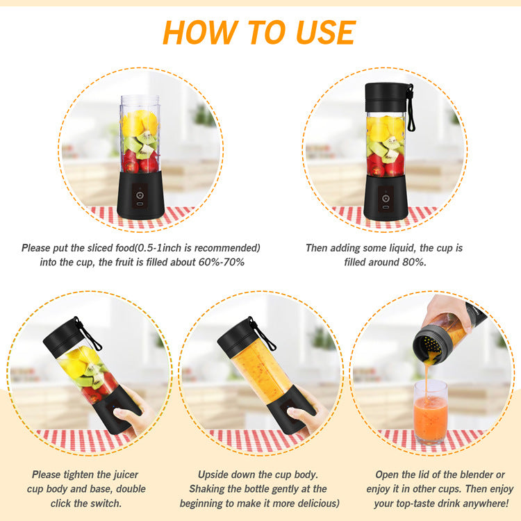 Blue Portable Blender USB Rechargeable - Personal Size Smoothie Maker On The Go