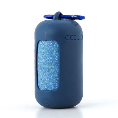 Dark Blue Quick Dry Cooling Towel Set (2 Pack) - Microfiber Sport Towels with Silicone Cases & Carabiners